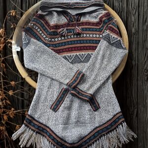 Alpaca Hooded Sweater with Fringe
